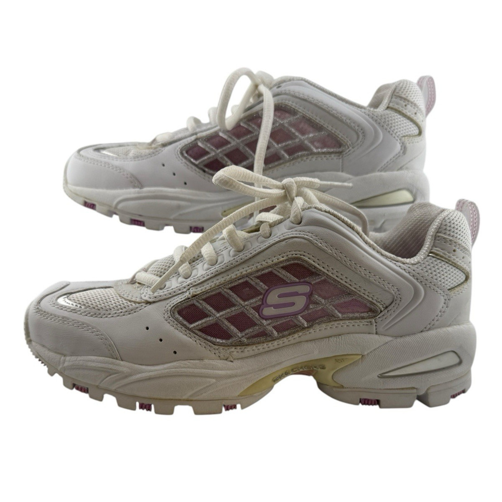 SKECHERS Sport 11130 Womens Sz 6 Sneaker Cross Training Walking White Pink‎ EUC